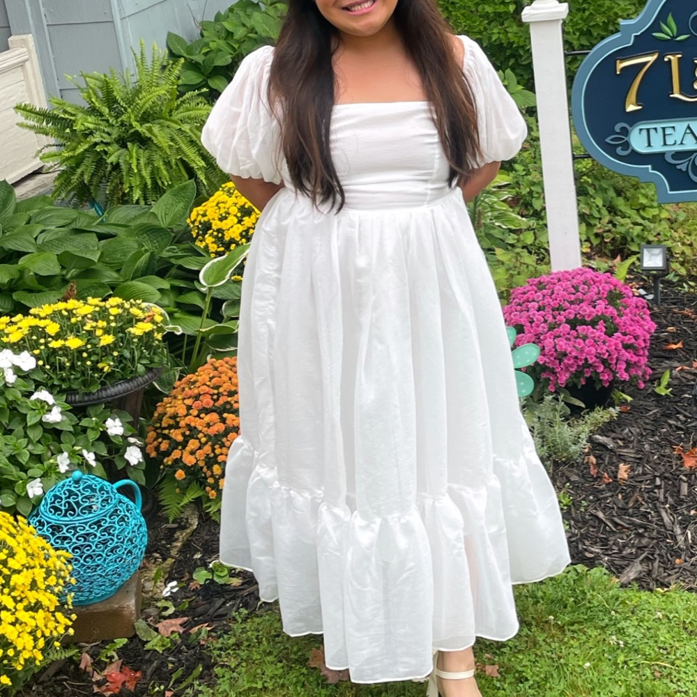 White French Puff Dress